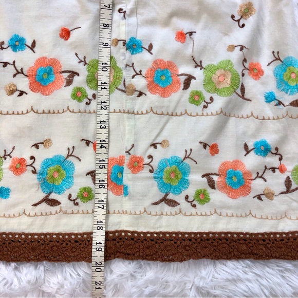 Heart Soul Y2k Cream Embroidered Flower Macrame Skirt - Picture 9 of 16